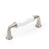 Century Hardware 10433-15WT satin nickel/white cabinet pull handle