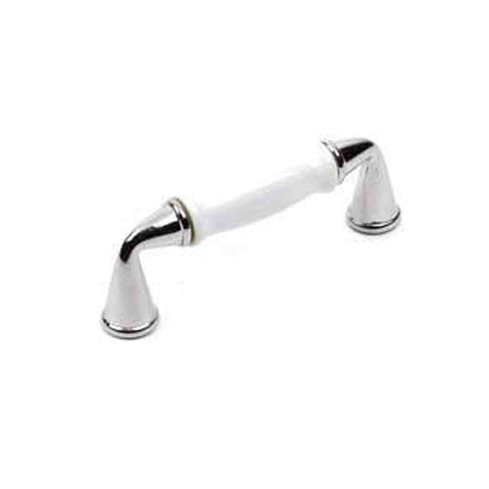 Century Hardware 20433-26WT polished chrome/white ceramic cabinet pull handle