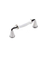 Century Hardware 20433-26WT polished chrome/white ceramic cabinet pull handle