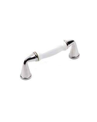 Century Hardware 20433-26WT polished chrome/white ceramic cabinet pull handle