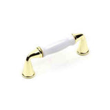 Century Hardware 20433-3WT bright brass/white ceramic cabinet pull handle