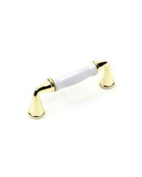 Century Hardware 20433-3WT bright brass/white ceramic cabinet pull handle