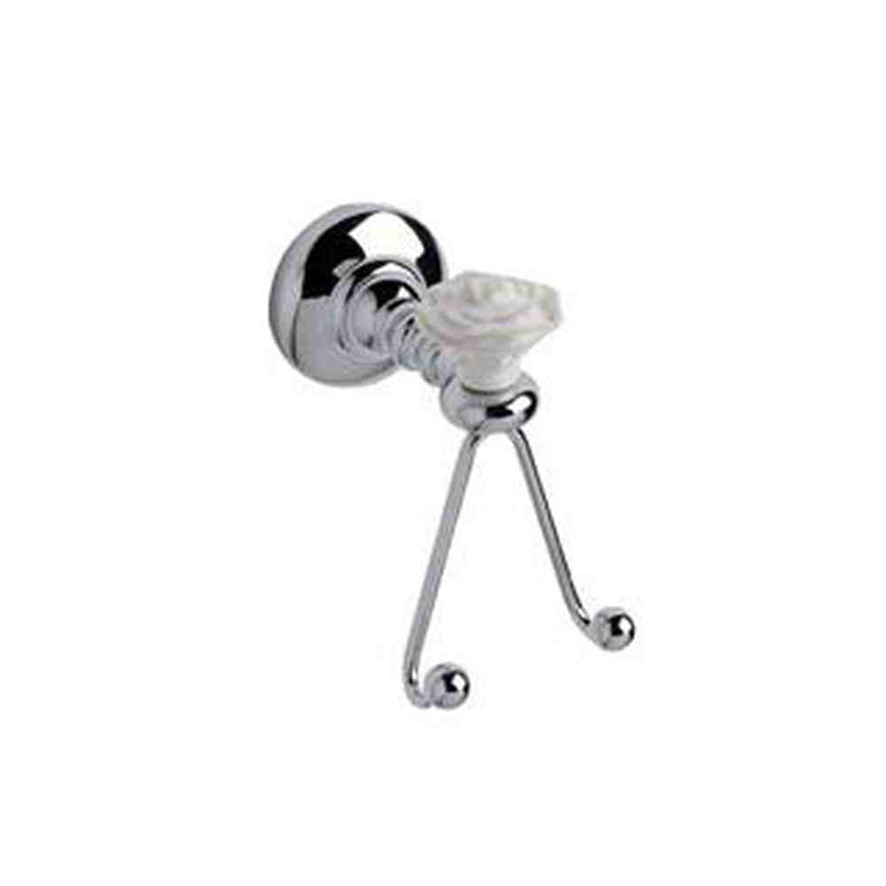 Century Hardware 81710-26W polished chrome with white rose double hook