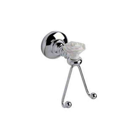 Century Hardware 81710-26W polished chrome with white rose double hook