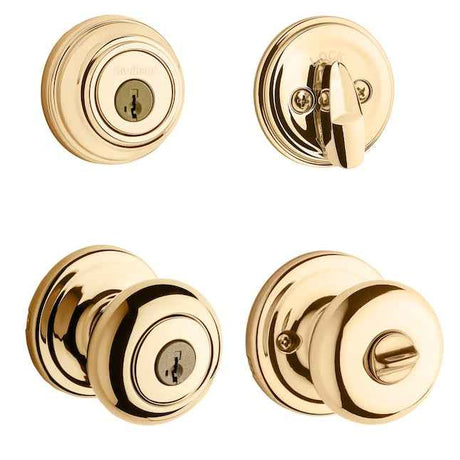 Kwikset CP991J Clear Pack Combo Juno Knob Entry in Bright Brass