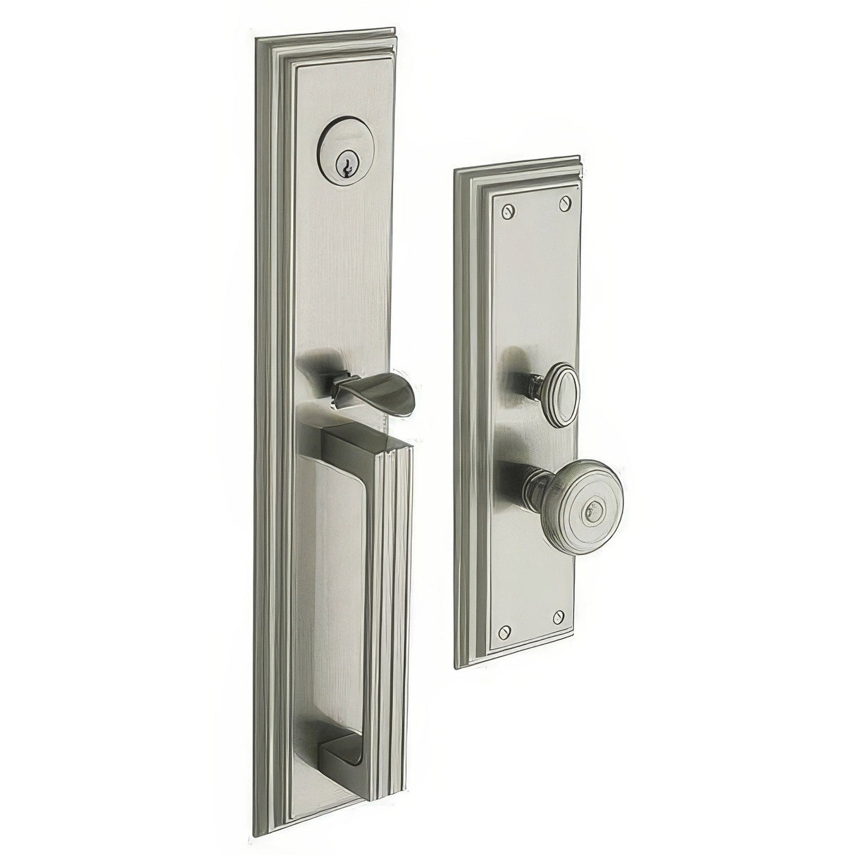 Baldwin 6542056ENTR lifetime satin nickel 6542.entr tremont single cylinder mortise handleset trim set