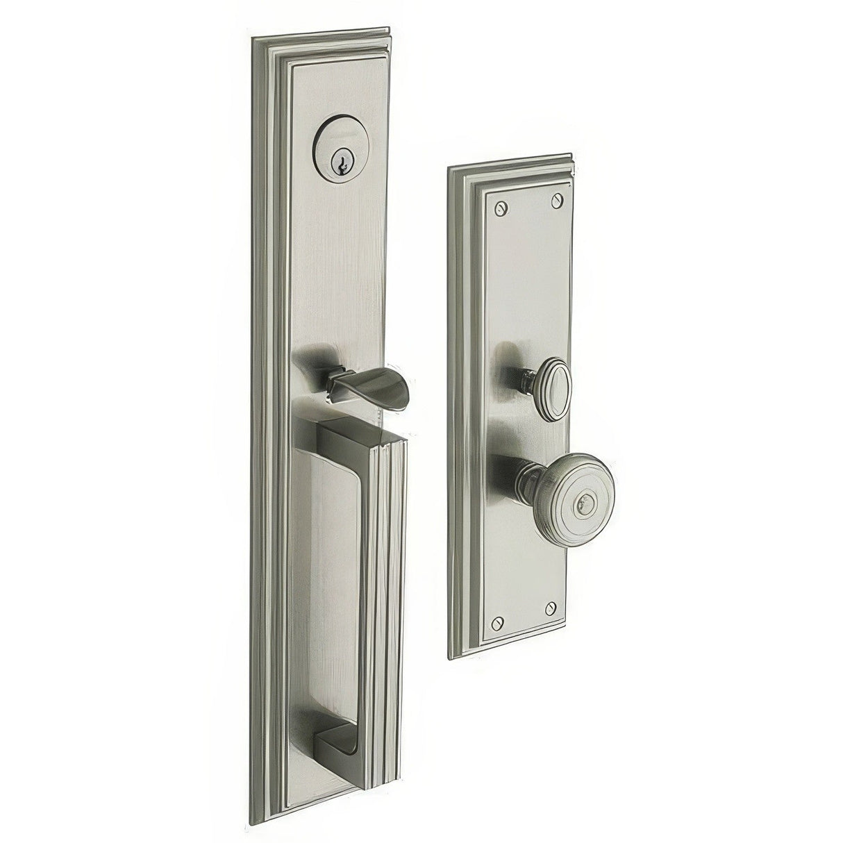 Baldwin 6542056FD lifetime satin nickel handleset trim pack