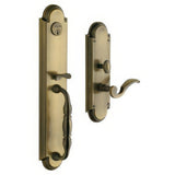 Baldwin 6544050LFD satin brass and black handleset trim pack