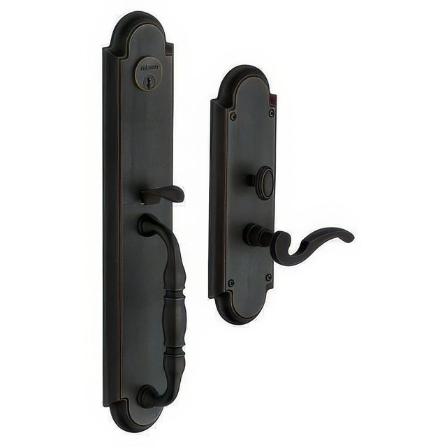 Baldwin 6544402LFD distressed oil rubbed bronze handleset trim pack