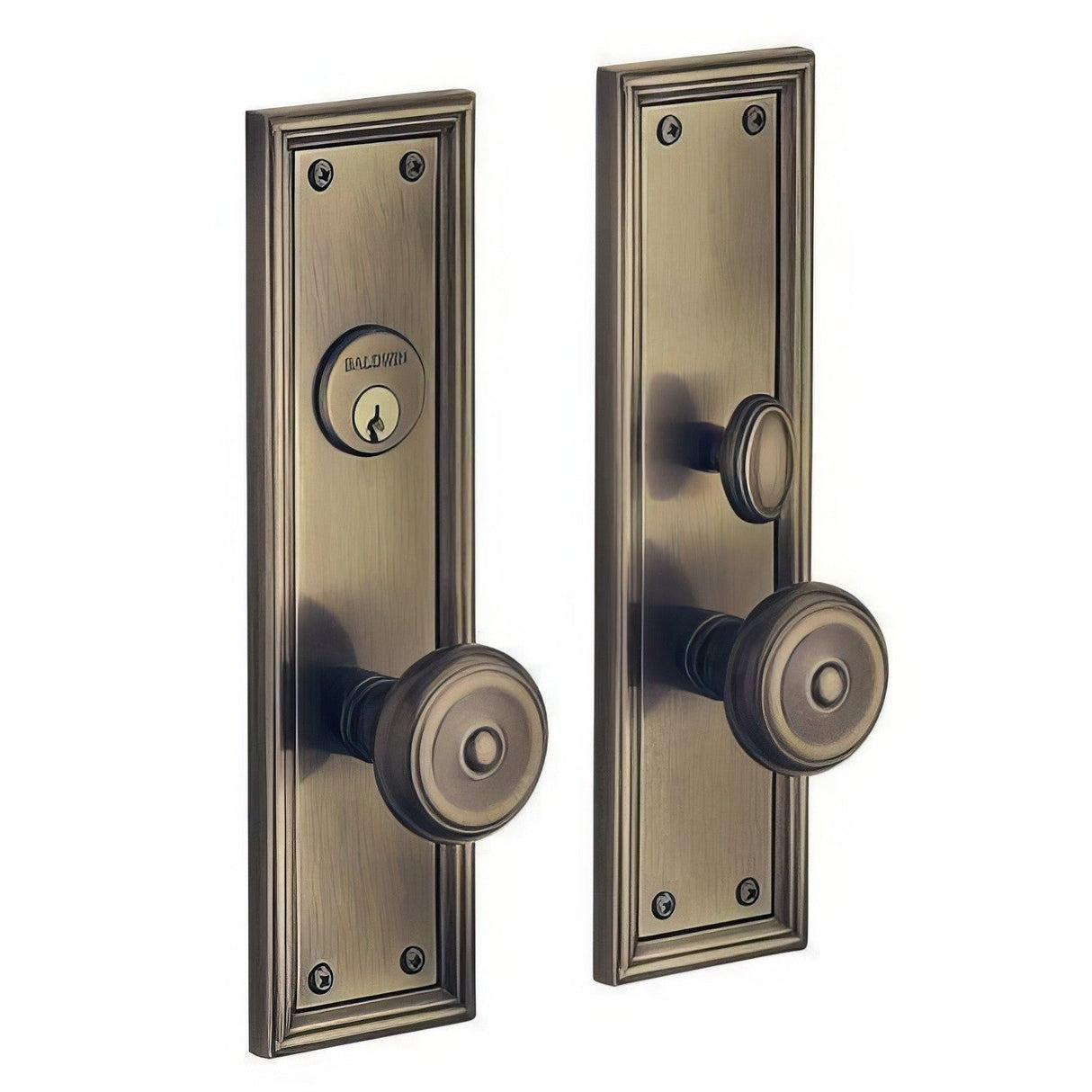 Baldwin 6547050ENTR satin brass and black 6547.entr nashville single cylinder mortise handleset trim set