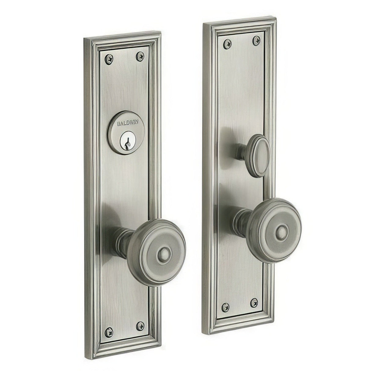 Baldwin 6547056FD lifetime satin nickel dummy set