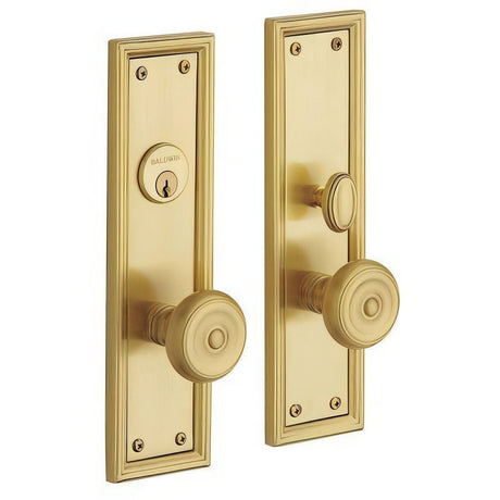 Baldwin 6547060ENTR satin brass and brown 6547.entr nashville single cylinder mortise handleset trim set