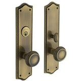 Baldwin 6554050FD satin brass and black handleset trim pack