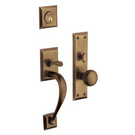 Baldwin 6571050FD satin brass and black handleset trim pack