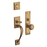 Baldwin 6571060FD satin brass and brown handleset trim pack