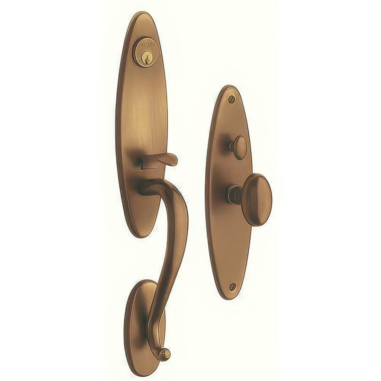 Baldwin 6573060ENTR satin brass and brown 6573.entr springfield single cylinder mortise handleset trim set