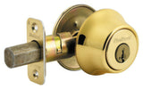 Kwikset single cylinder deadbolt in polished brass, additional view
