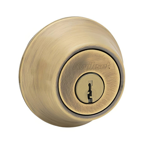 Kwikset 660-5.DS antique brass single cylinder deadbolt