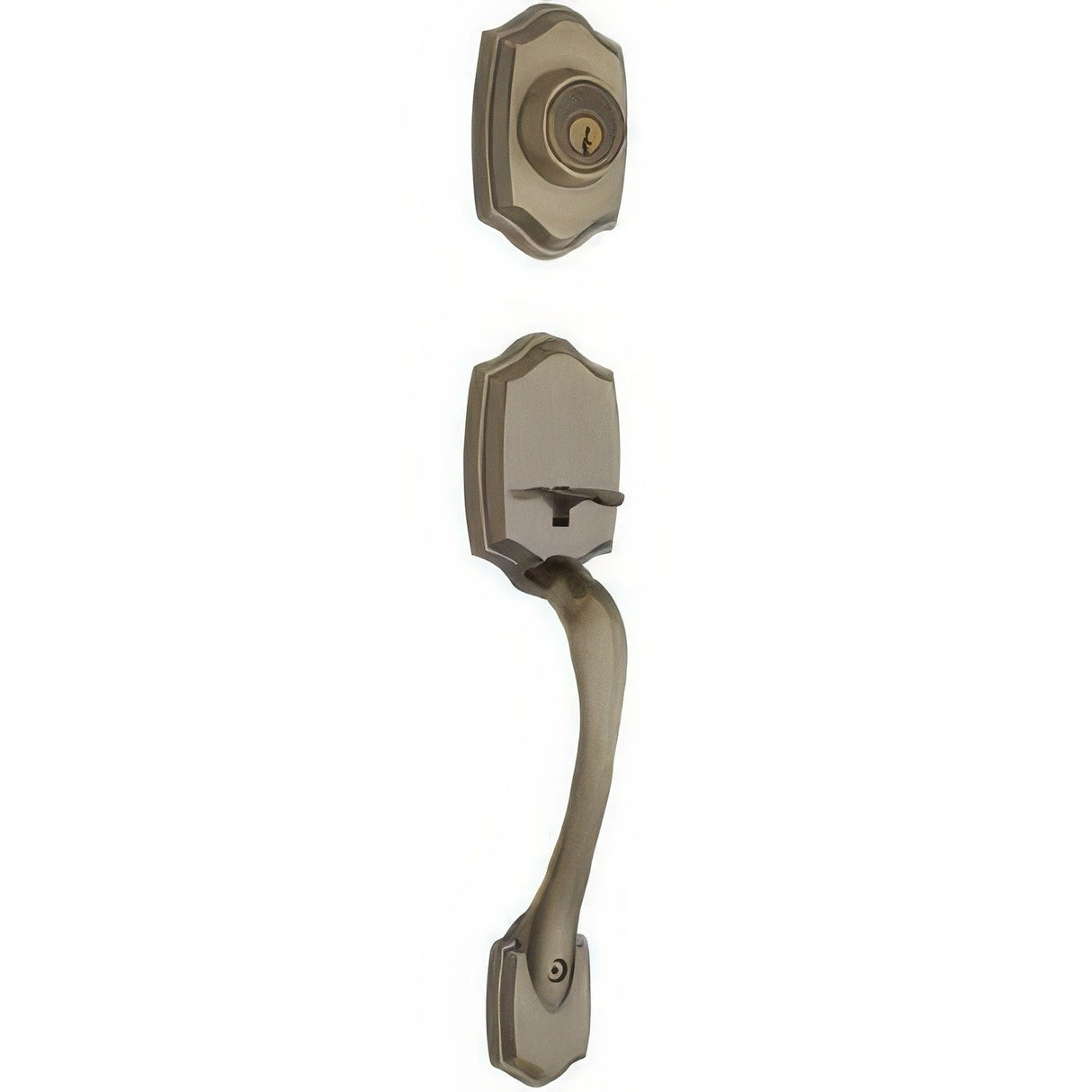 Kwikset 689BWLIP-5 antique brass double cylinder handleset