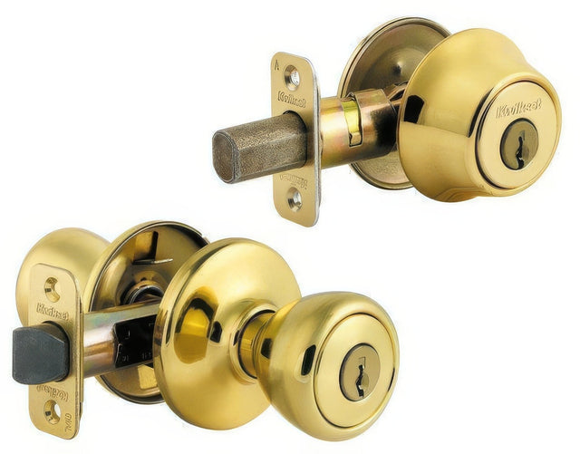 Kwikset 690T-5-B antique brass single cylinder deadbolt