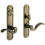 Baldwin 6942050FD satin brass and black handleset trim pack