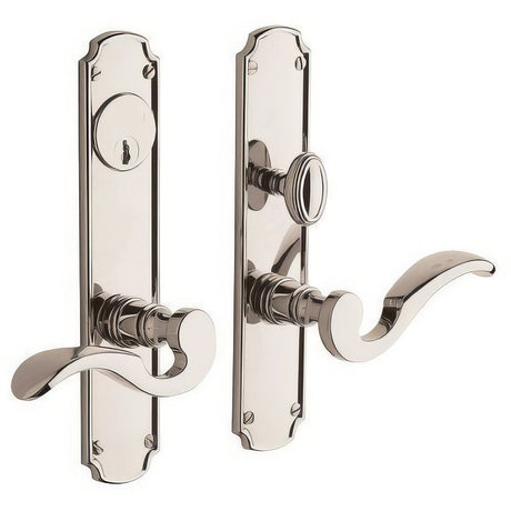 Baldwin 6942055ENTR lifetime polished nickel 6942.entr bismark single cylinder mortise handleset trim set