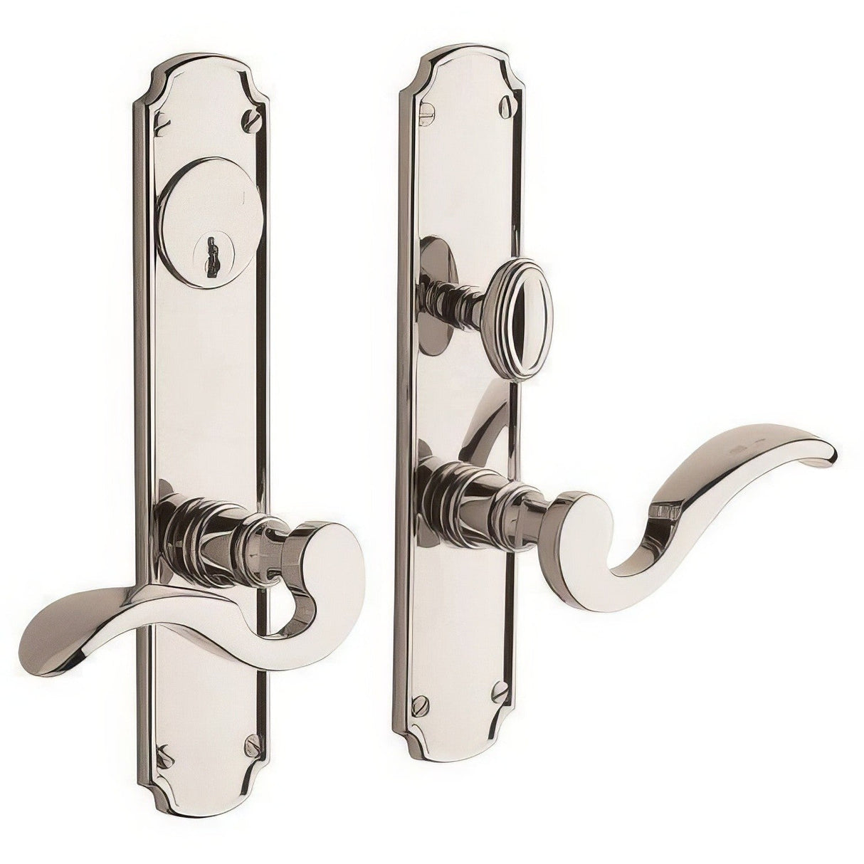 Baldwin 6942055FD lifetime polished nickel handleset trim pack