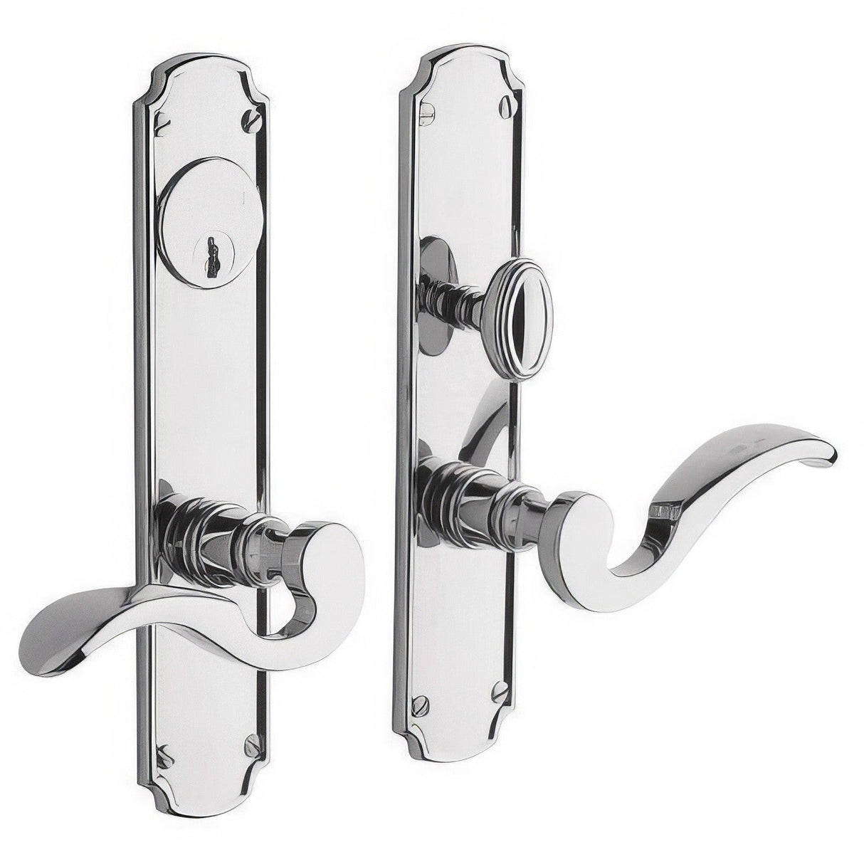 Baldwin 6942260ENTR polished chrome 6942.entr bismark single cylinder mortise handleset trim set