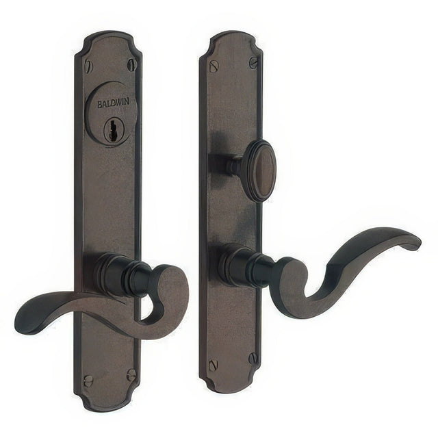 Baldwin 6942402ENTR distressed oil rubbed bronze 6942.entr bismark single cylinder mortise handleset trim set