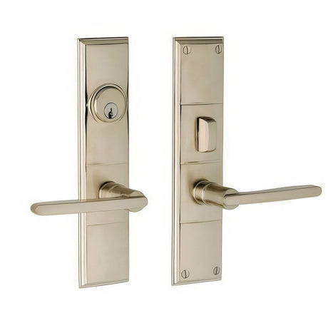 Baldwin 6973056ENTR lifetime satin nickel 6973.entr houston single cylinder mortise handleset trim set