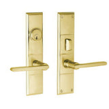 Baldwin 6973060ENTR satin brass and brown 6973.entr houston single cylinder mortise handleset trim set