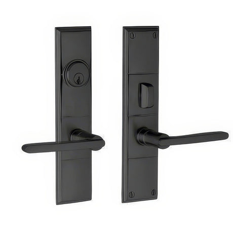 Baldwin 6973190ENTR satin black 6973.entr houston single cylinder mortise handleset trim set