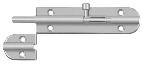Deltana 6BB32D barrel bolt in satin stainless, front view