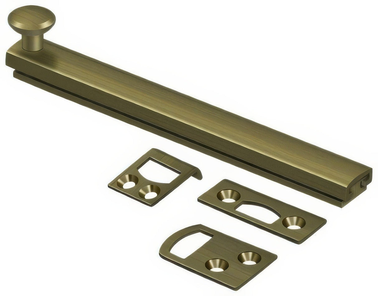 Deltana 6SBCS5 antique brass surface bolt
