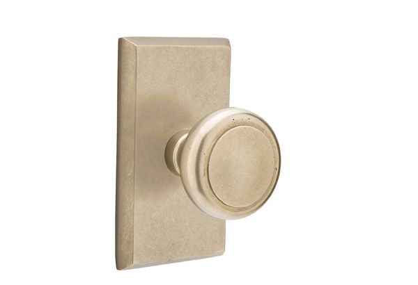 Emtek Knob 2-3/8" Backset Passage with Style # 3 Rose for 1-3/8" to 2" Door - Reversible in Tumbled White Bronze