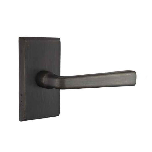 Emtek Lever Right Hand 2-3/8" Backset Passage with Style # 3 Rose for 1-3/8" to 2" Door in Medium Bronze