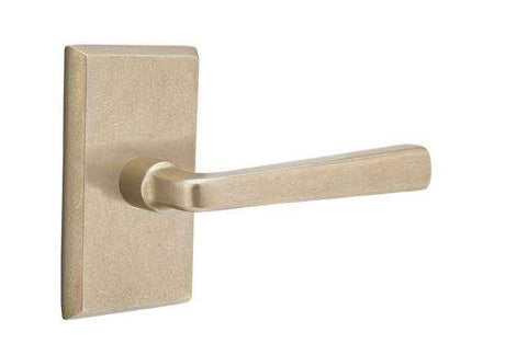 Emtek Lever Right Hand 2-3/8" Backset Passage with Style # 3 Rose for 1-3/8" to 2" Door in Tumbled White Bronze