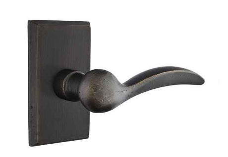 Emtek Lever Right Hand 2-3/8" Backset Passage with Style # 3 Rose for 1-3/8" to 2" Door in Medium Bronze