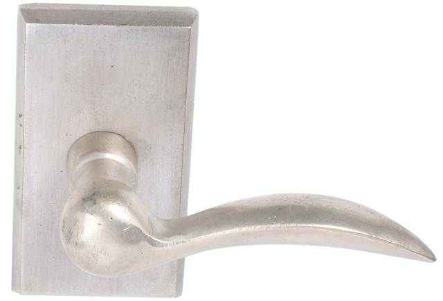 Emtek Lever Right Hand 2-3/8" Backset Passage with Style # 3 Rose for 1-3/8" to 2" Door in Tumbled White Bronze