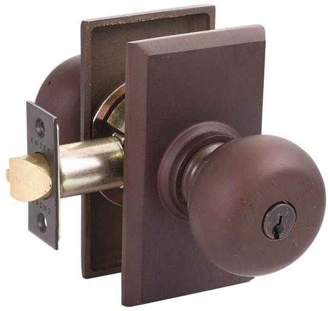 Emtek Knob 2-3/8" Backset Passage with Style # 3 Rose for 1-3/8" to 2" Door - Reversible in Medium Bronze