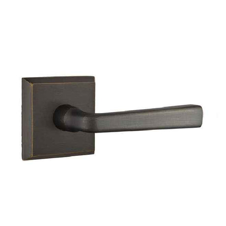 Emtek Lever Left Hand 2-3/8" Backset Passage with Style # 6 Rose for 1-3/8" to 2" Door in Medium Bronze