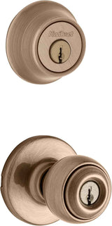 Kwikset CP690T Clear Pack Combo Tylo Knob Entry in Antique Brass