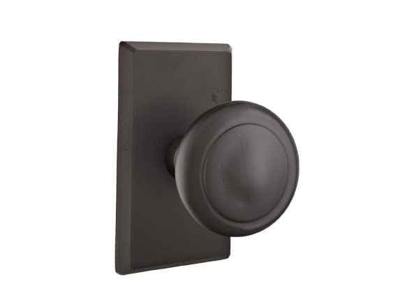 Emtek Knob 2-3/8" Backset Privacy with Style # 3 Rose for 1-3/8" to 2" Door - Reversible in Flat Black Bronze