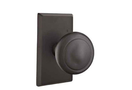 Emtek Knob 2-3/8" Backset Privacy with Style # 3 Rose for 1-3/8" to 2" Door - Reversible in Flat Black Bronze