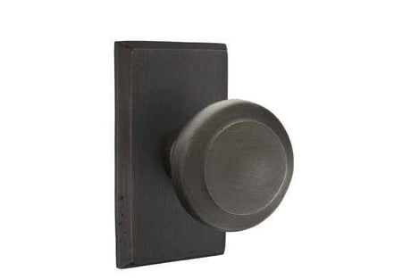 Emtek Knob 2-3/8" Backset Privacy with Style # 3 Rose for 1-3/8" to 2" Door - Reversible in Medium Bronze