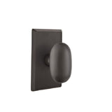 Emtek Bronze Egg Knob 2-3/8" Backset Privacy with Style # 3 Rose for 1-3/8" to 2" Door - Reversible in Flat Black Bronze