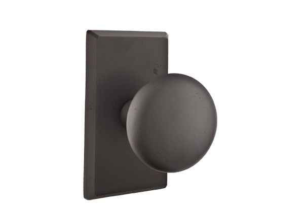 Emtek Knob 2-3/8" Backset Privacy with Style # 3 Rose for 1-3/8" to 2" Door - Reversible in Flat Black Bronze