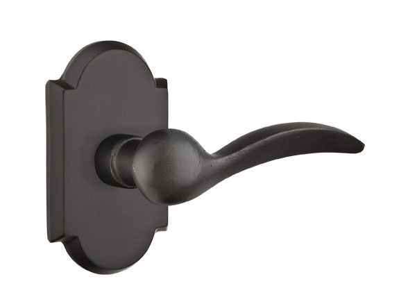 Emtek Lever Right Hand 2-3/8" Backset Privacy with Style # 1 Rose for 1-3/8" to 2" Door in Flat Black Bronze