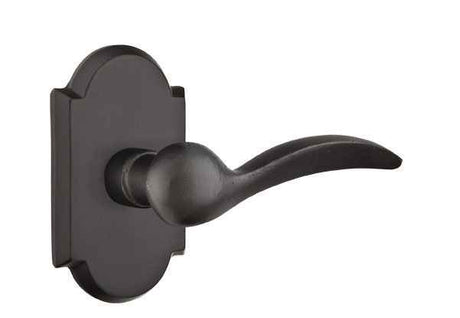 Emtek Lever Right Hand 2-3/8" Backset Privacy with Style # 1 Rose for 1-3/8" to 2" Door in Flat Black Bronze