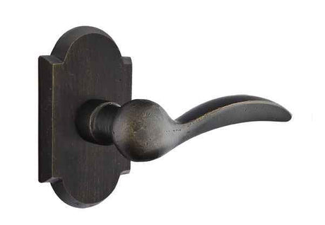Emtek Lever Right Hand 2-3/8" Backset Privacy with Style # 1 Rose for 1-3/8" to 2" Door in Medium Bronze